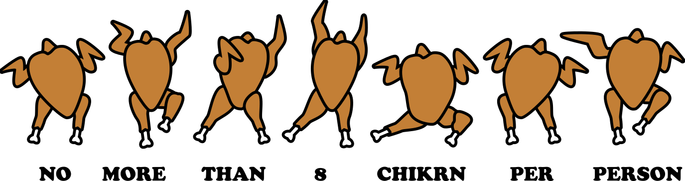 7 posed dancing chickens