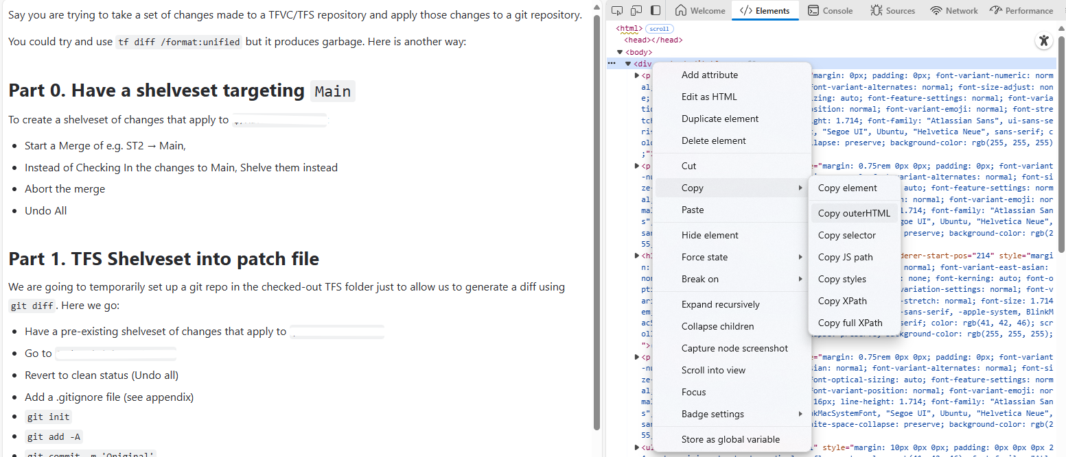 Selecting a div in the DevTools