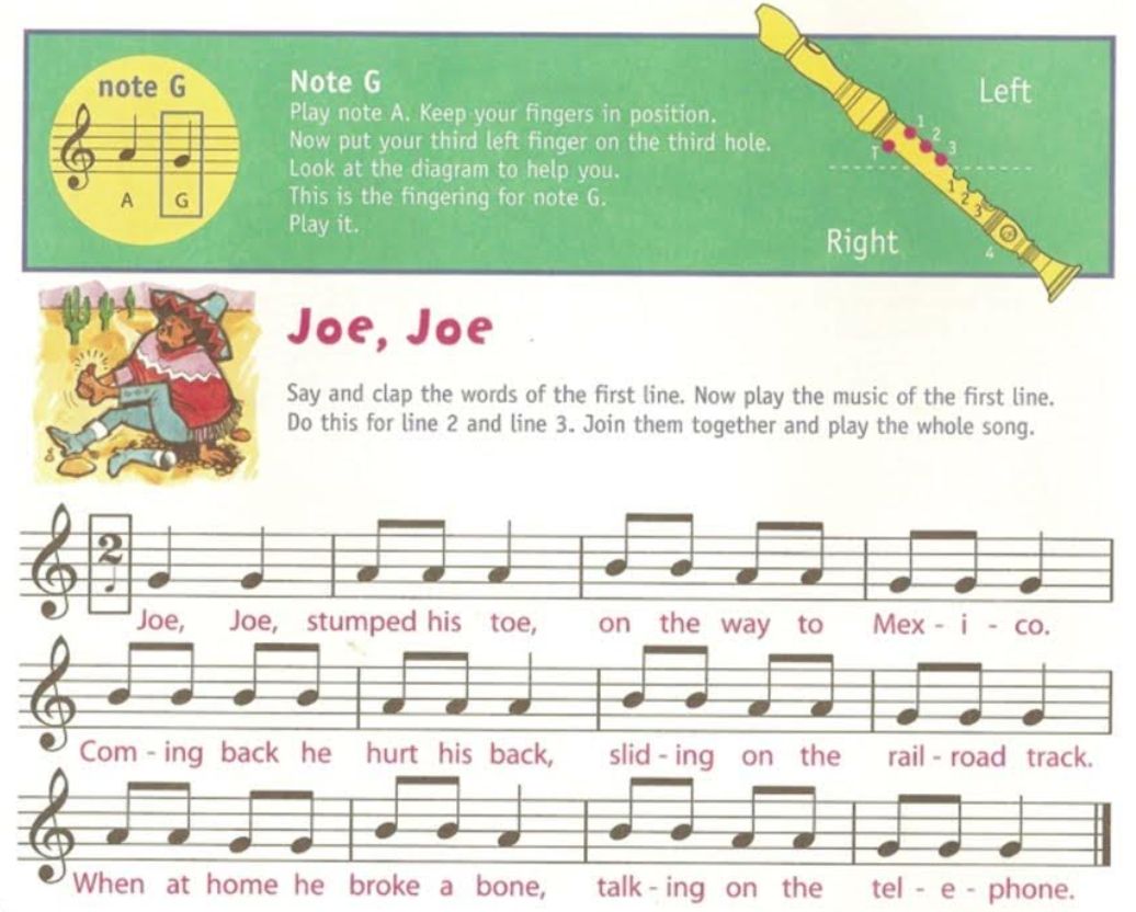 Joe Joe stumped his toe recorder music