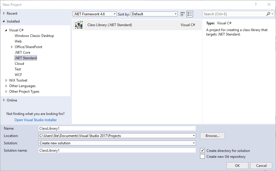 New Dot Net Standard Project